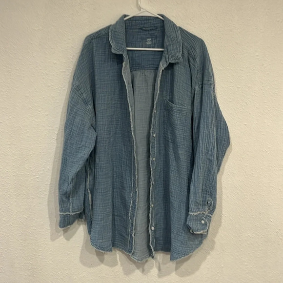 SKU 2 Aerie Pool-To-Party Cover Up Shirt blue XL - Picture 2 of 7